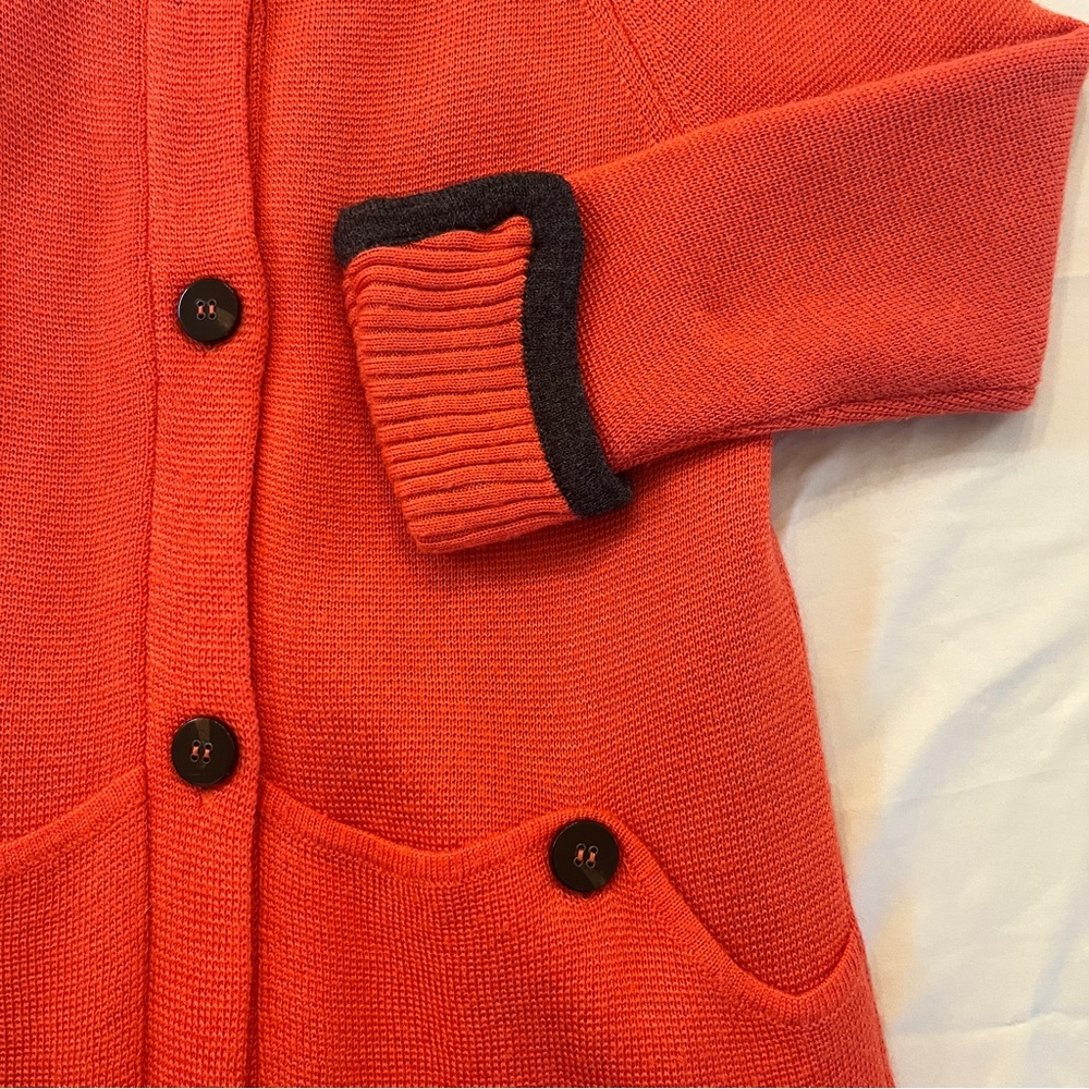 Free People New Romantics Molly Long Red Orange Knit Coat - Picture 7 of 8